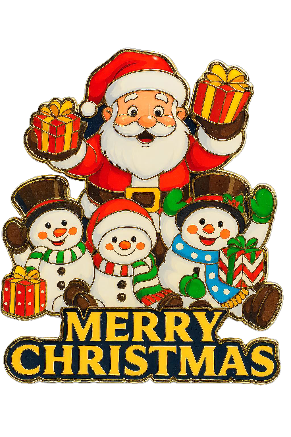 Santa & Snowmen Merry Christmas Enamel Pin